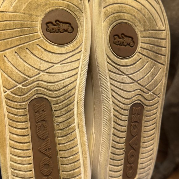 Coach Clip Low Top Lace Up Womens Leather Khaki/Chalk Sneaker | Size 8.5(39) - Picture 7 of 7